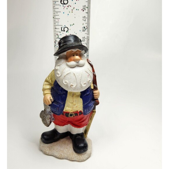 Fishing Santa Claus Ornament Hanging Boat Standing Catch St. Nicholas Cute - Picture 7 of 8